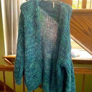 Turquoise mixed color Free People size XL super soft comfortable warm cardigan